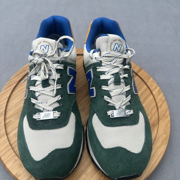 New Balance Green Suede Sneakers with Yellow and Blue Accents - Picture 2 of 9